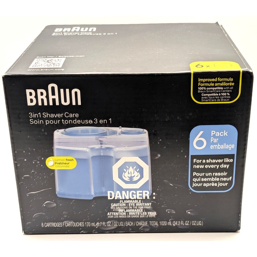BRAUN 3in1 Shaver Care Cleaning Cartridge Refill 6 Pack SmartCare NEW Sealed